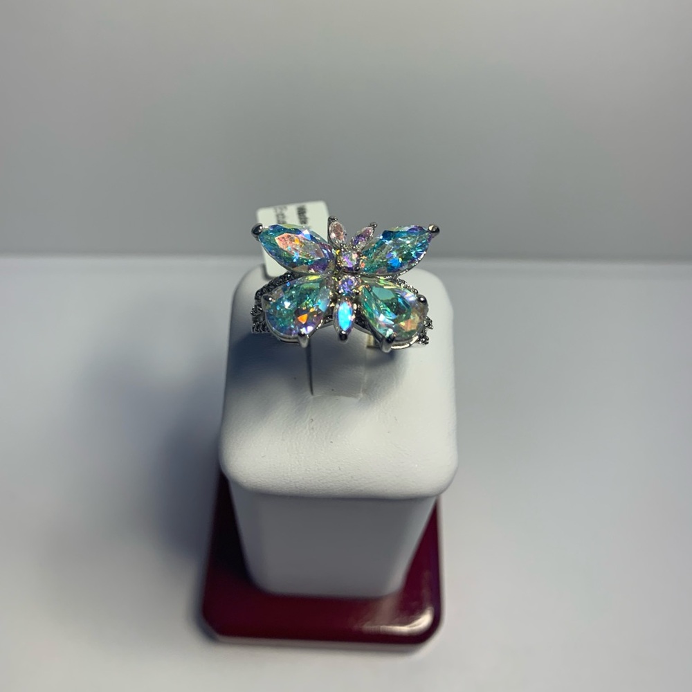 Park Lane Butterfly Opalescent Silver Ring, Size 8